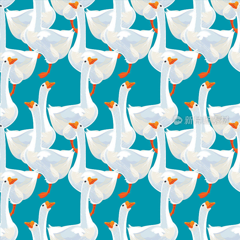 White Goose Seamless Pattern